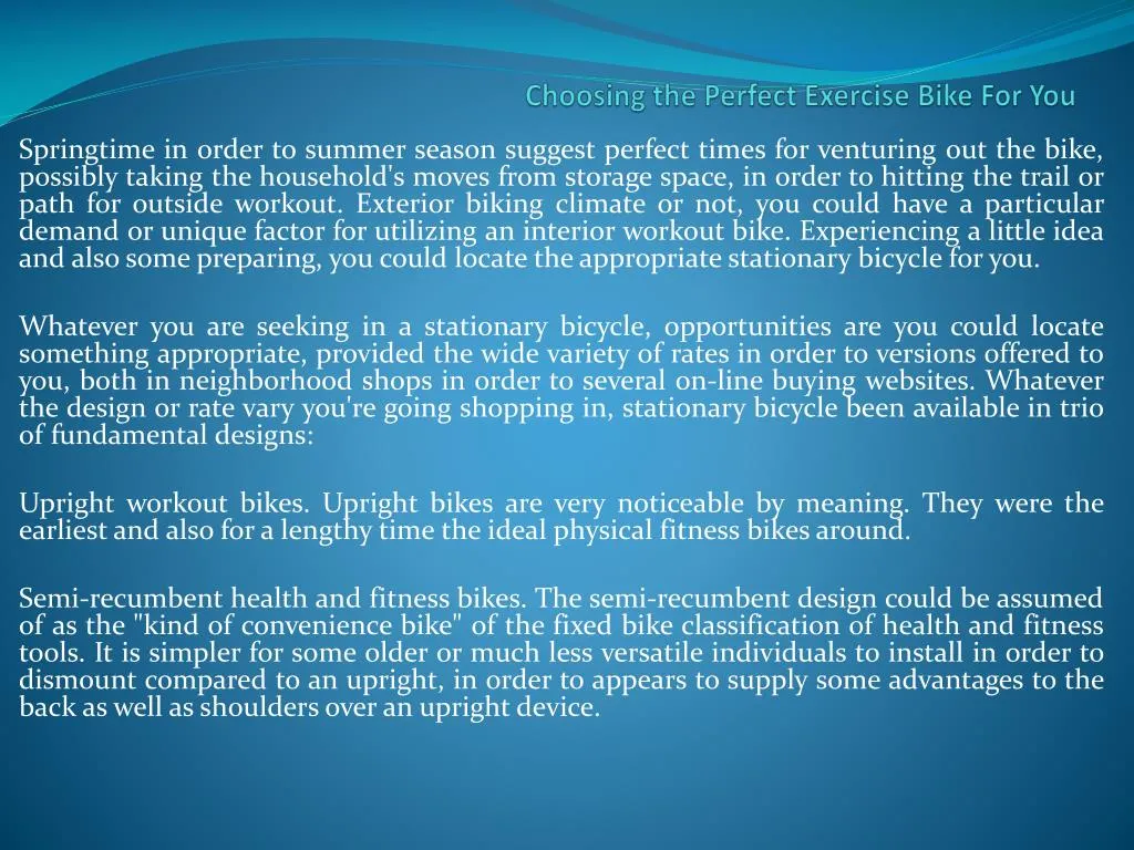 choosing the perfect exercise bike for you