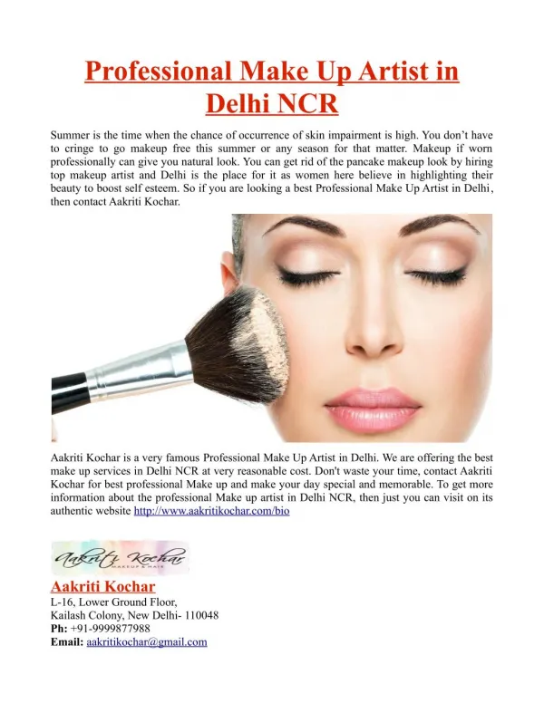 Professional Make Up Artist in Delhi NCR