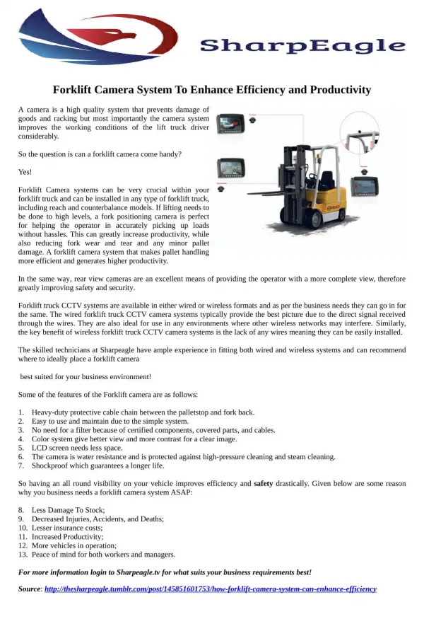 How Forklift Camera System Can Enhance Efficiency and Productivity