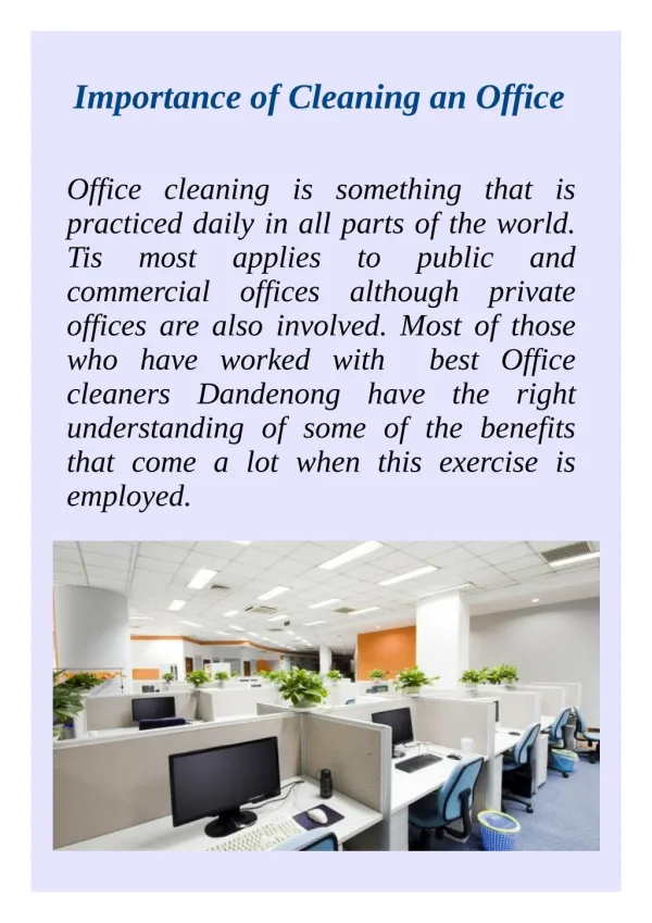 Importance of Cleaning an Office