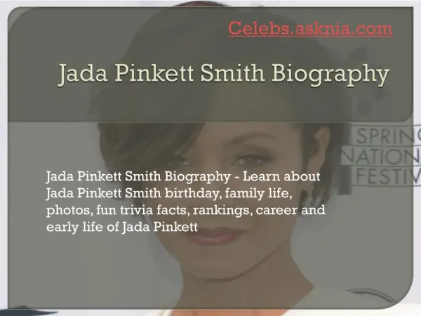 Jada Pinkett Smith Biography | Biography of Jada Pinkett Smith