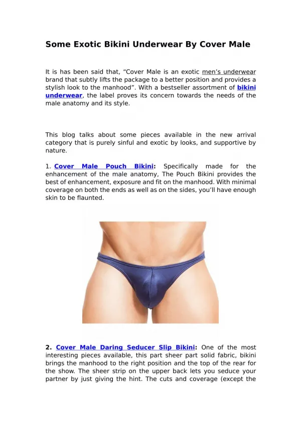 Some Exotic Bikini Underwear By Cover Male