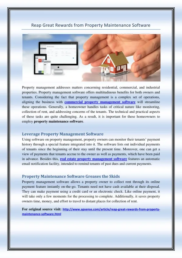 Reap Great Rewards from Property Maintenance Software