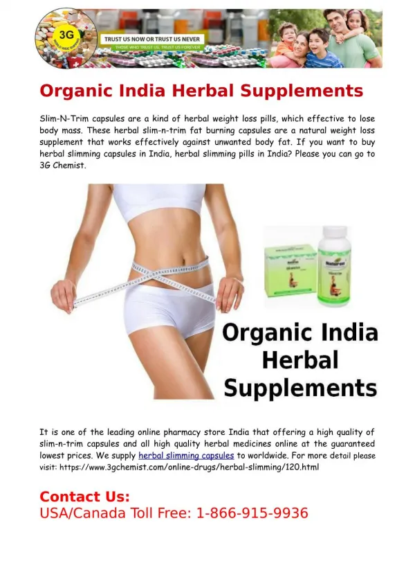 Organic India Herbal Supplements