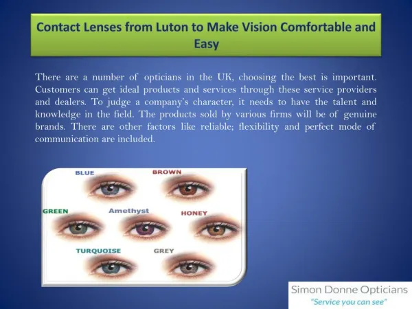 Contact Lenses from Luton to Make Vision Comfortable and Easy