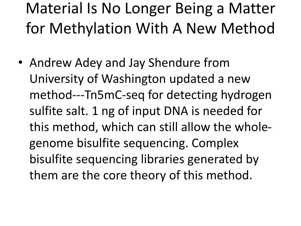 material is no longer being a matter for methylation with a new method