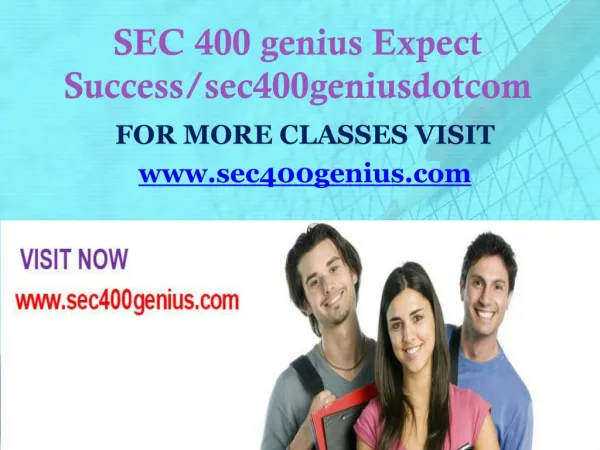 SEC 400 genius Expect Success/sec400geniusdotcom