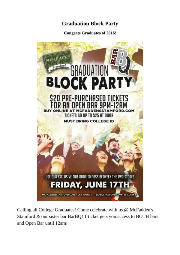 Graduation Block Party in Stamford CT