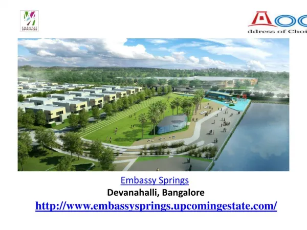 Embassy Springs Banglore upcoming Devanhalli Business Park