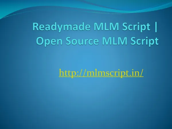 Readymade MLM Script | Open Source MLM Script