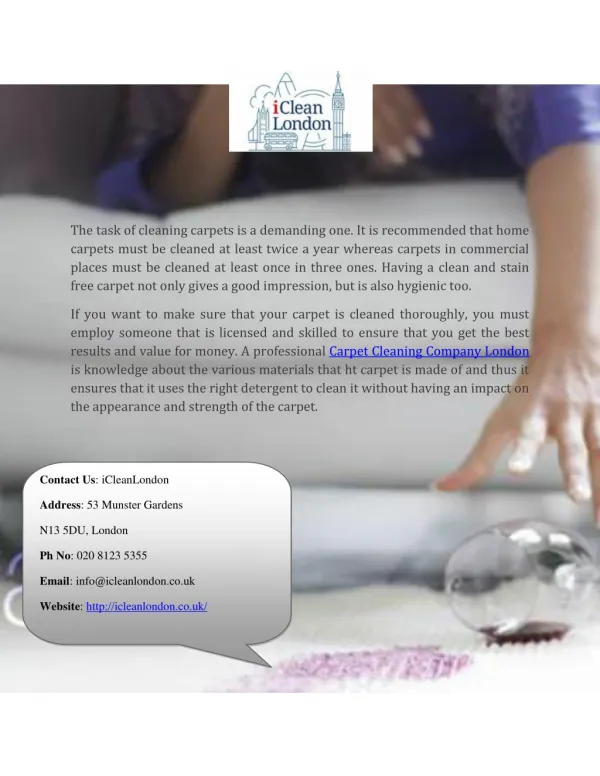 Get Carpet Cleaning Service in London