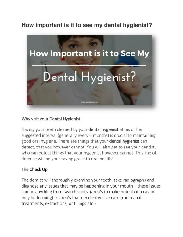 How Important is it to See My Dental Hygienist?