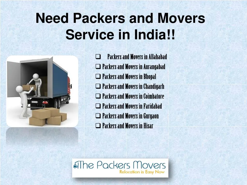 need packers and movers service in india