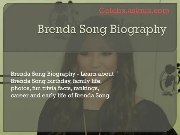 Brenda Song Biography | Biography of Brenda Song