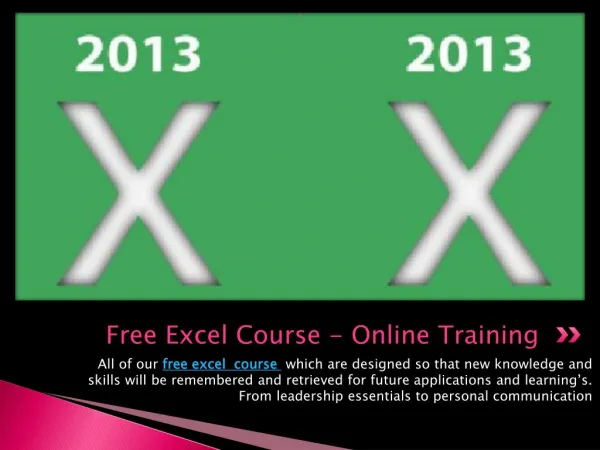 Free Excel Course - Online Training