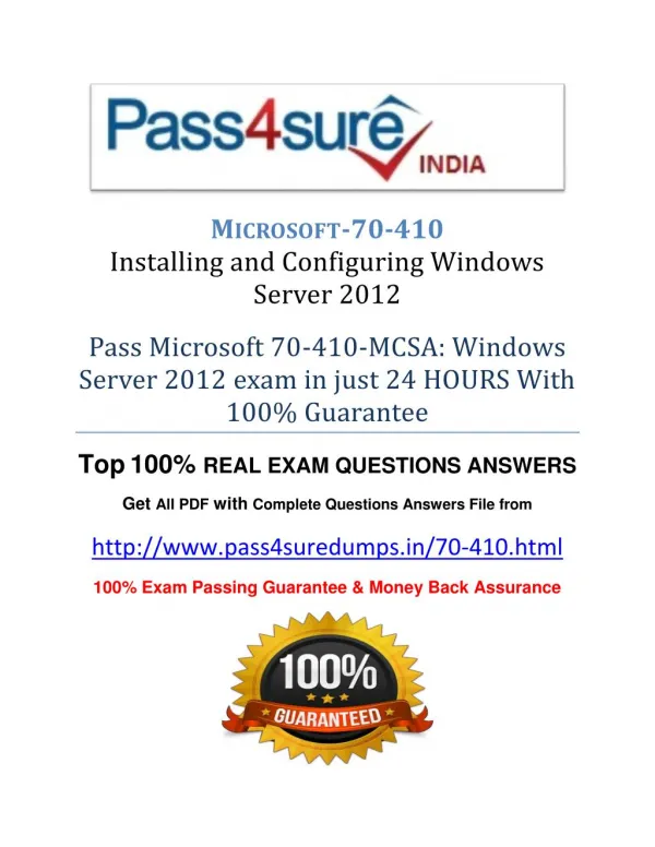 Pass4sure 70-410 Study Guide