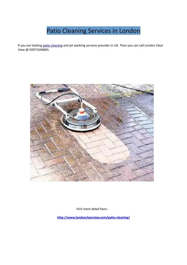Patio Cleaning Services in London