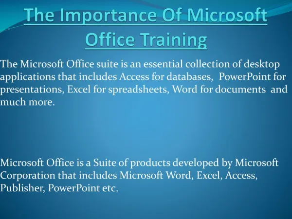 The Importance Of Microsoft Office Training
