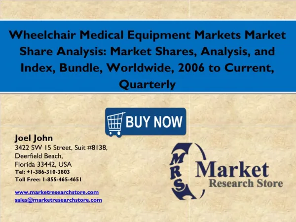 Wheelchair Medical Equipment Market 2016: Global Industry Size, Share, Growth, Analysis, and Forecasts to 2021
