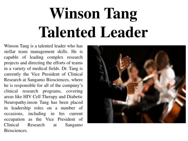 Winson Tang - Talented Leader