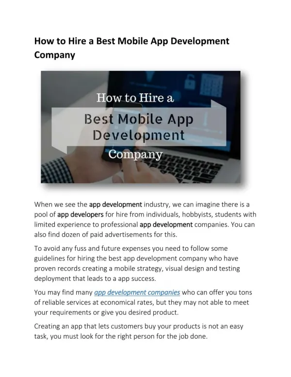 How to Hire a Best Mobile App Development Company