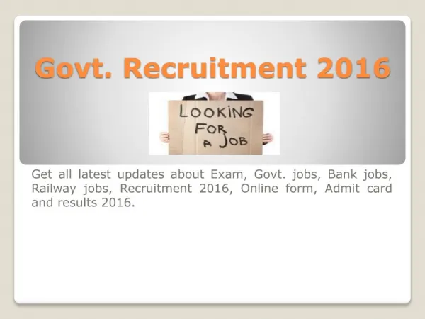 Govt Recruitment 2016