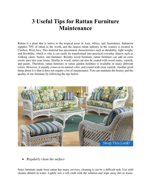 3 Useful Tips for Rattan Furniture Maintenance