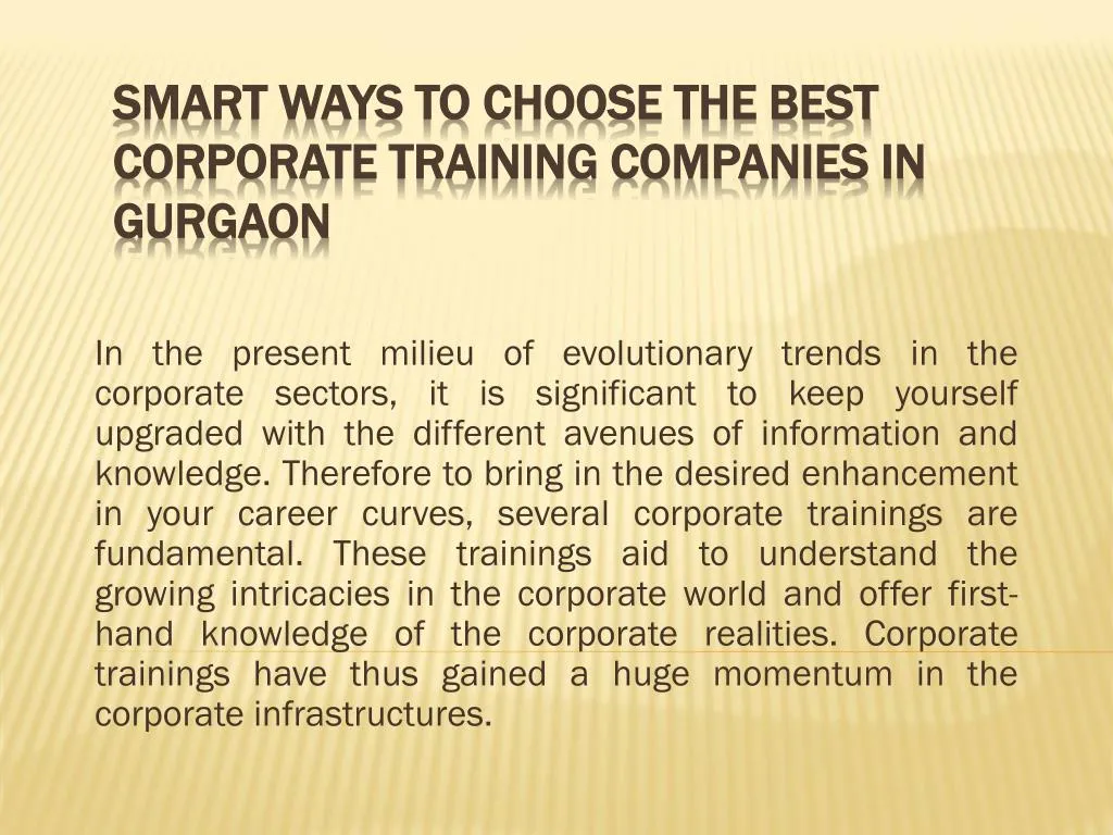 smart ways to choose the best corporate training companies in gurgaon