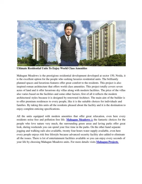 Ultimate Residential Units To Enjoy World Class Amenities