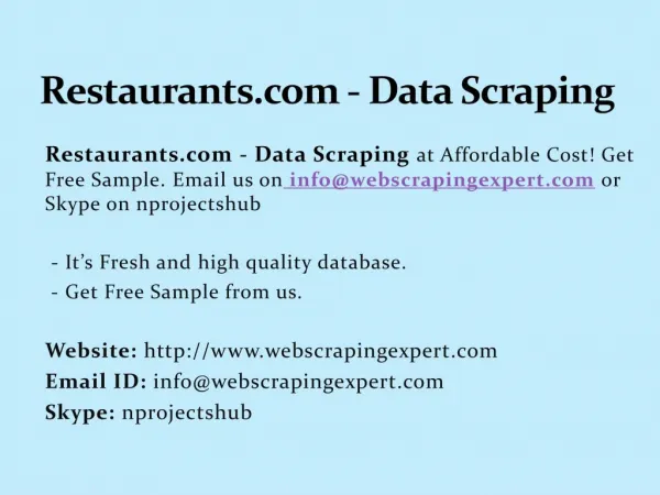 Restaurants.com Data Scraping