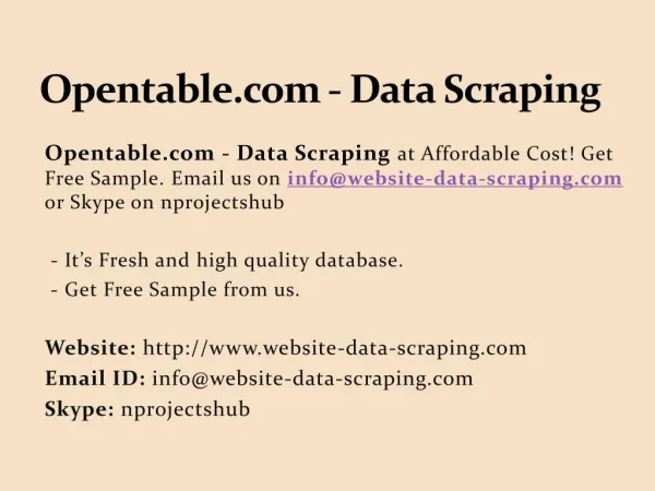 Opentable.com - Data Scraping