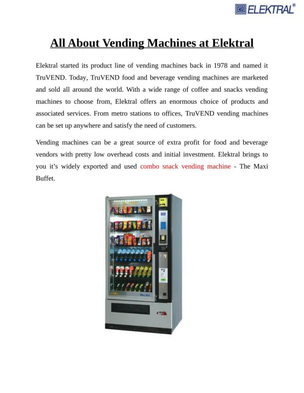 All About The Vending Machines at Elektral