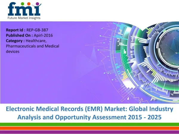 Electronic Medical Record (EMR) Market worth US$ 11.41 Bn by 2015