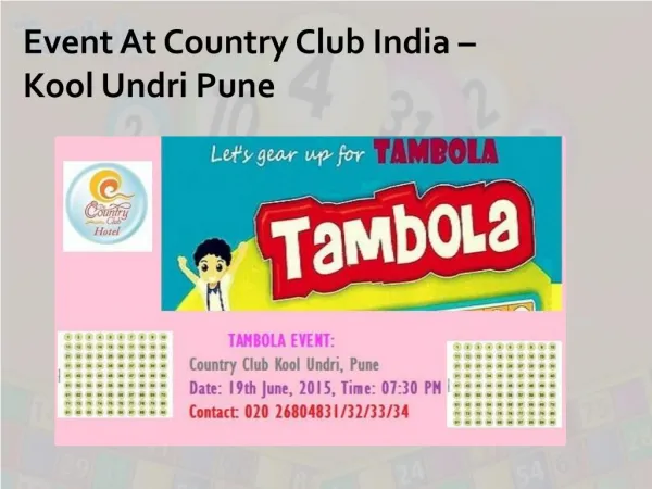 Event At Country Club India - Kool Undri Pune
