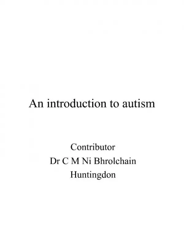 An introduction to autism