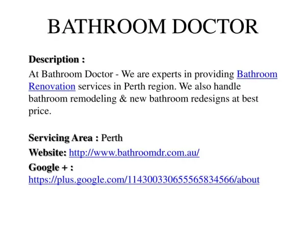 Bathroom Doctor