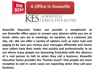 Knoxville Meeting Space Lease for Office purpose - slide 1
