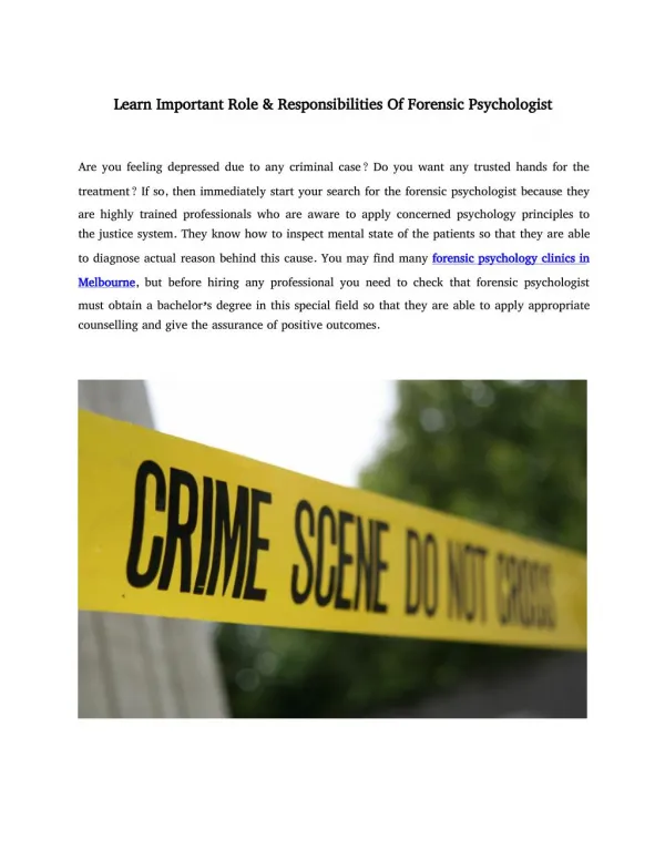 Learn Important Role & Responsibilities Of Forensic Psychologist