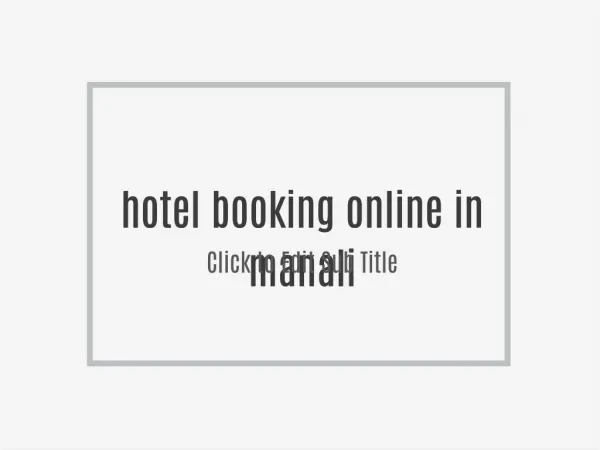 hotel booking online in manali