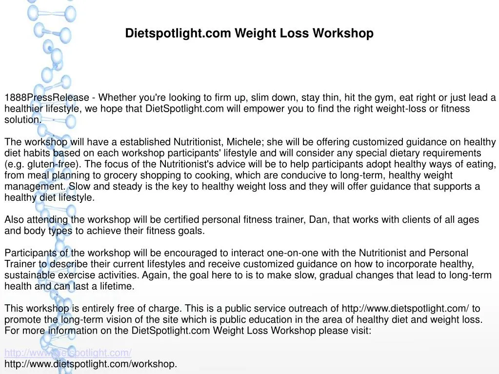 PPT - Dietspotlight.com Weight Loss Workshop PowerPoint Presentation ...