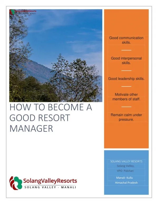 How to become a good resort manager