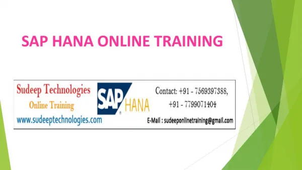 SAP HANA Online Training in Hyderabad|USA|UK|