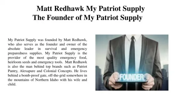 Matt Redhawk My Patriot Supply-The Founder of My Patriot Supply