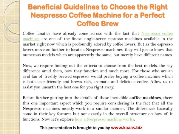 Beneficial Guidelines to Choose the Right Nespresso Coffee Machine for Perfect Coffee Brew
