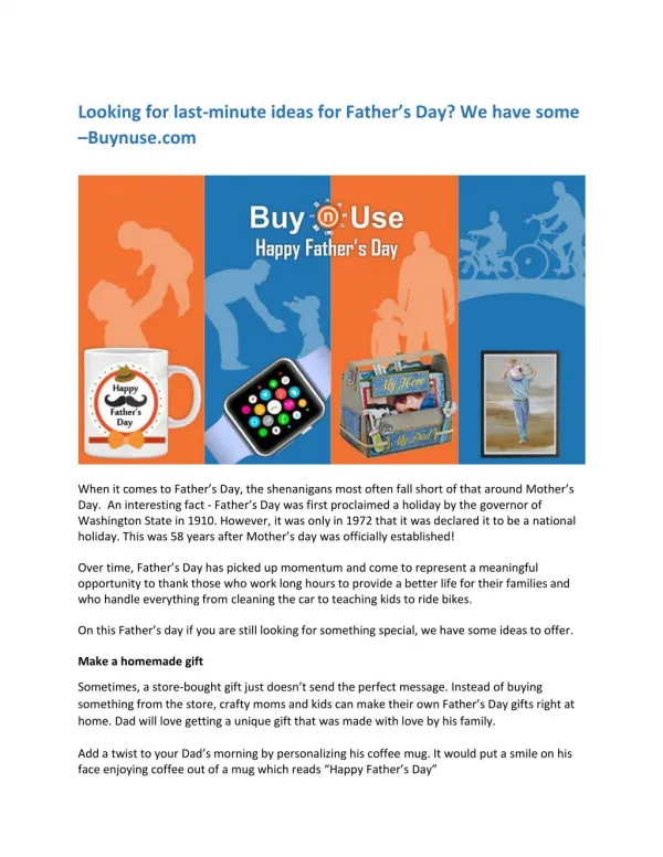 Looking for last-minute ideas for Father’s Day? We have some –Buynuse.com