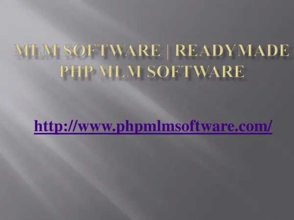 MLM Software | Readymade PHP MLM Software