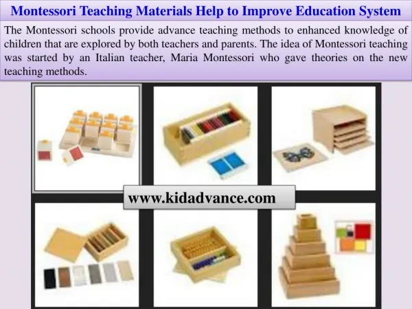 Montessori Teaching Materials Help to Improve Education System