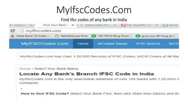 Bank Ifsc codes by Myifsccodes.com
