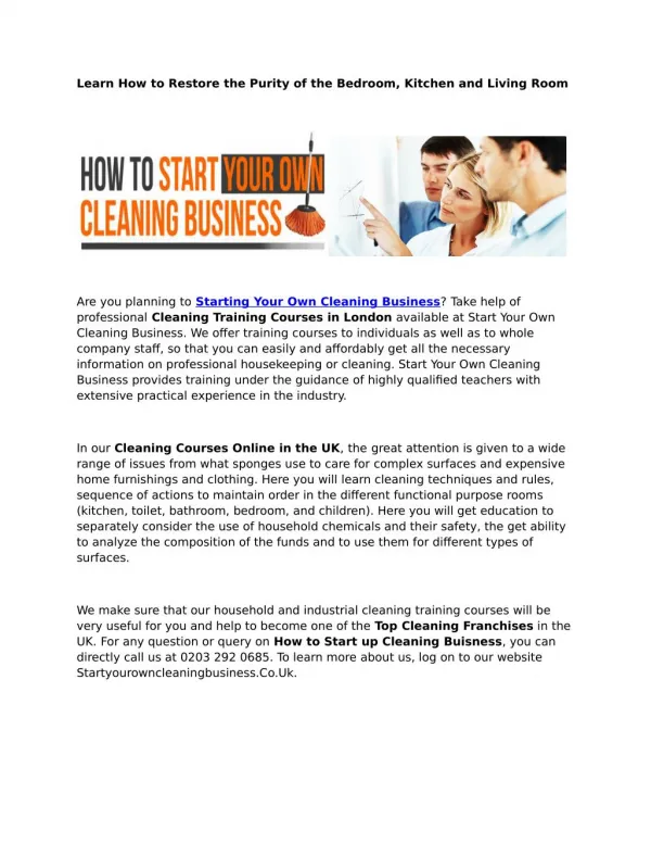 Cleaning Training Courses in London