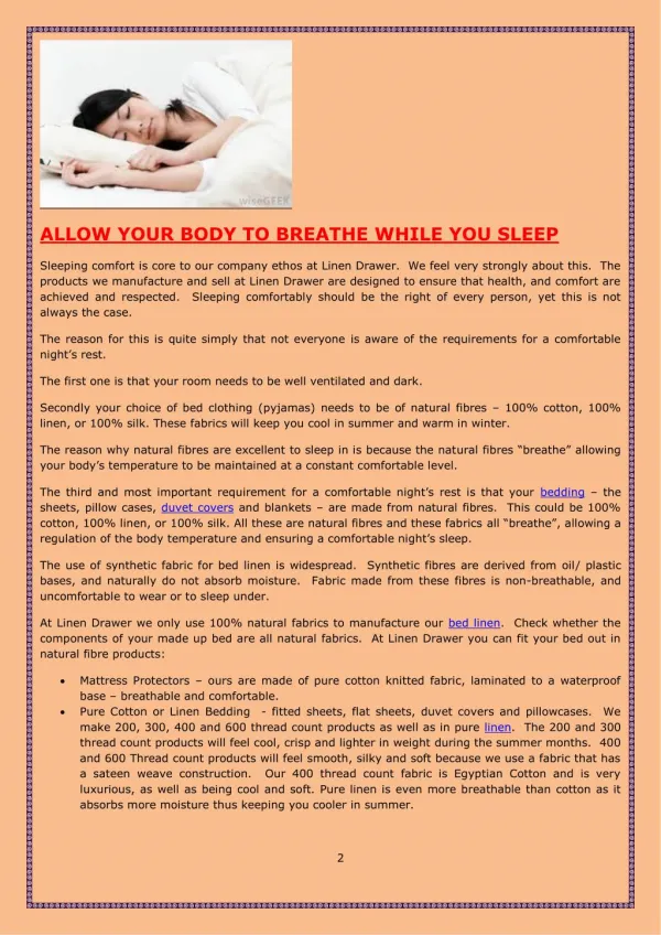 Allow Your Body To Breathe While You Sleep